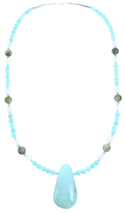 Genuine Sterling Silver Southwest Multicolor Bead Necklace Set SX114490